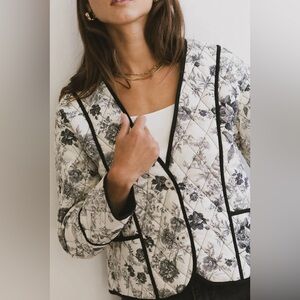 So Me Floral Black and White Quilted Jacket